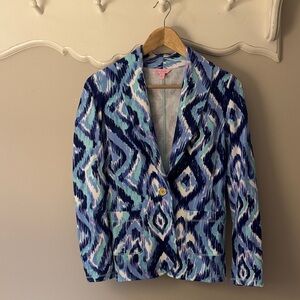 Lilly Pulitzer Blue and White Patterned Blazer